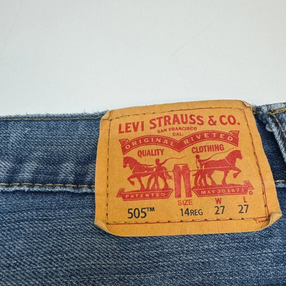 Levis Jeans Boys Size 14 Blue 505 Regular Denim Classic Straight Leg